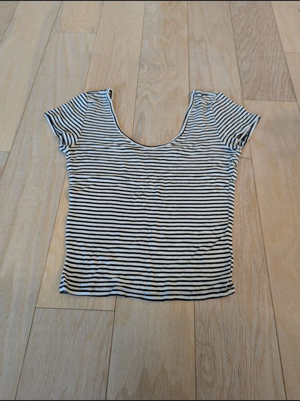 Express Black & White Striped Scoop Neck Tee